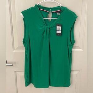 NWT Tommy Hilfiger Green Sleeveless Top - Size XL | Knotted Front Detail